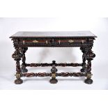 A Centre Table with Four Legs, Brazilian rosewood, ripple moulded friezes, coiled and gadrooned legs