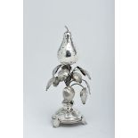 A Toothpick Holder "Pear and leaves ", 833/1000 silver, engraved decoration, Portuguese, minor