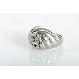 A Ring, platinum, spiral decoration, set with 92 8/8 cut diamonds with the approximate weight of 1