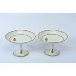 A Pair of Stemmed Fruit Bowls, porcelain of Ch. Pillivuyt & Cie - Paris, gilt decoration with PA -