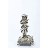 A Toothpick Holder "Shepherd with staff and flute", 833/1000 silver, Portuguese, restoration and