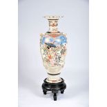 A Large Vase, Japanese porcelain, polychrome decoration aka «Satsuma» "Oriental Figuras", carved