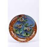 A Large Decorative Dish, Caldas da Rainha faience, naturalist polychrome decoration en relief "