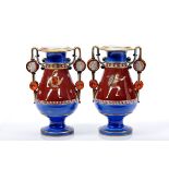 A Pair of Vases, Napoleon III, Paris partly unglazed porcelain, polychrome and gilt decoration en