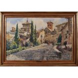 A Village Stretch, watercolour on paper, signed PASTOR CALPENA (probably Vicente Pastor Calpena -