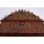 A Bobbin Bed Headboard, carved Brazilian rosewood, turned columns, Portuguese, 17th C., has feet,