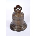 A Chapel Bell, bronze, striated decoration en relief "leaves", Portuguese, 19th C., faults and