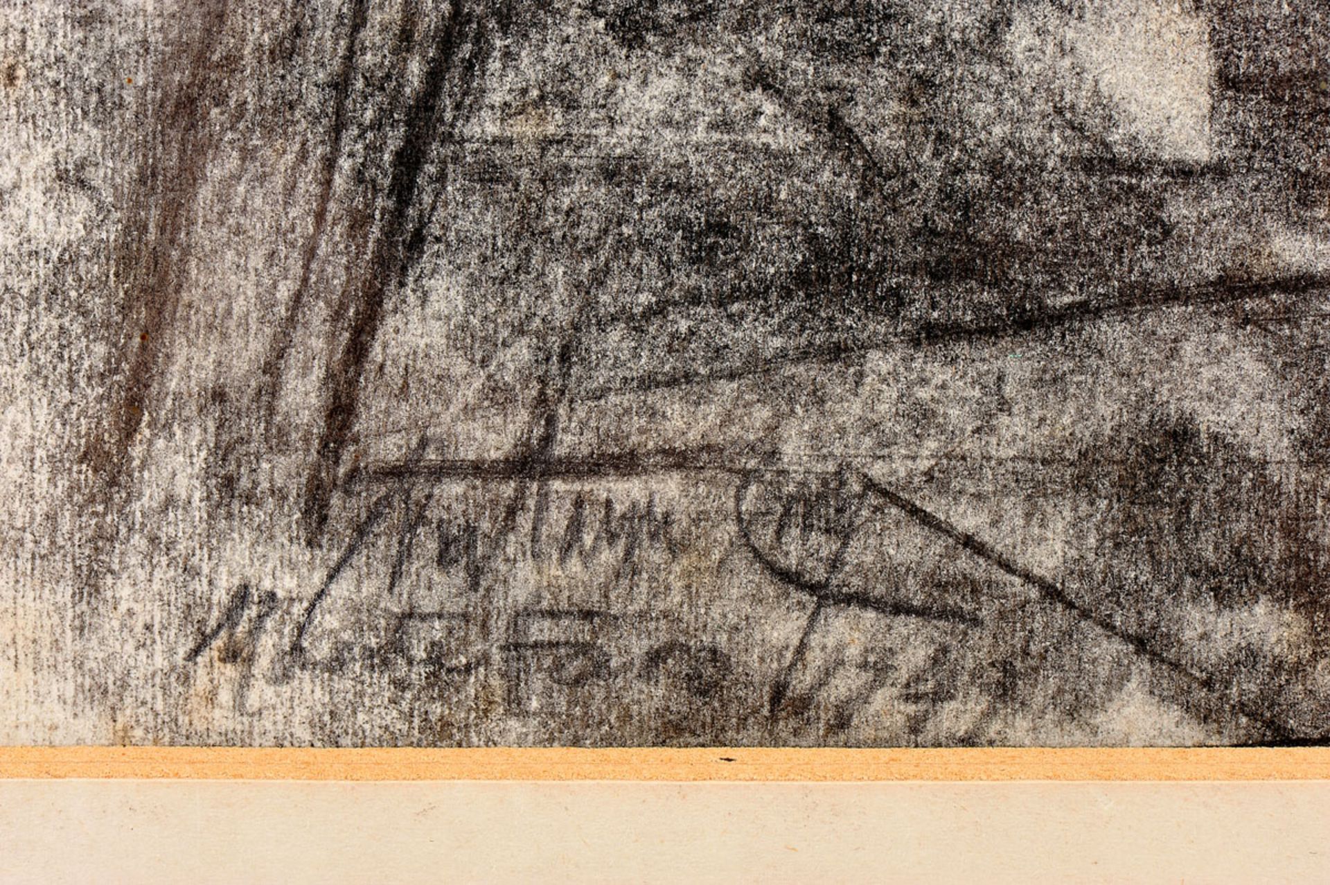 ANTÓNIO CRUZ - 1907-1983, "Monte Faro" (Mount Faro), charcoal on paper, small moisture stains, - Bild 2 aus 2