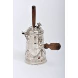 A Chocolate Pot, 950/1000 silver, decoration en relief "Flames, baskets with flowers and