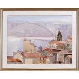 ANTÓNIO JOAQUIM - NASC. 1925, A View of Oporto, watercolour on paper, signed and dated 1995,