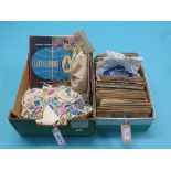 Cigarette cards and stamps, some cigarette cards in 1930's albums, others loose, stamps in an