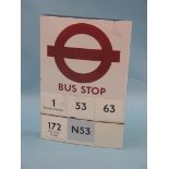 An enamel Bus Stop sign, Burnham, London, indicating five routes, 27 x 18in.