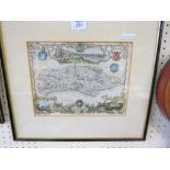 Four 19th century framed maps, Brighton, Sussex, Kent, Cheshire