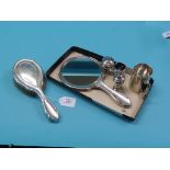 A silver condiment trio, Birmingham 1963, one silver server spoon not matching, together with an