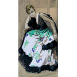 A. Ortelli, silent diva, 1918 ca. - Bozzetto originale a carboncino, acquerello e [...]