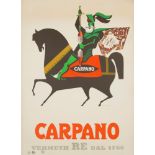 A. Testa, Carpano Caval Ad Bruns, 1953 - Affisso originale, 1953. Litografia impressa [...]