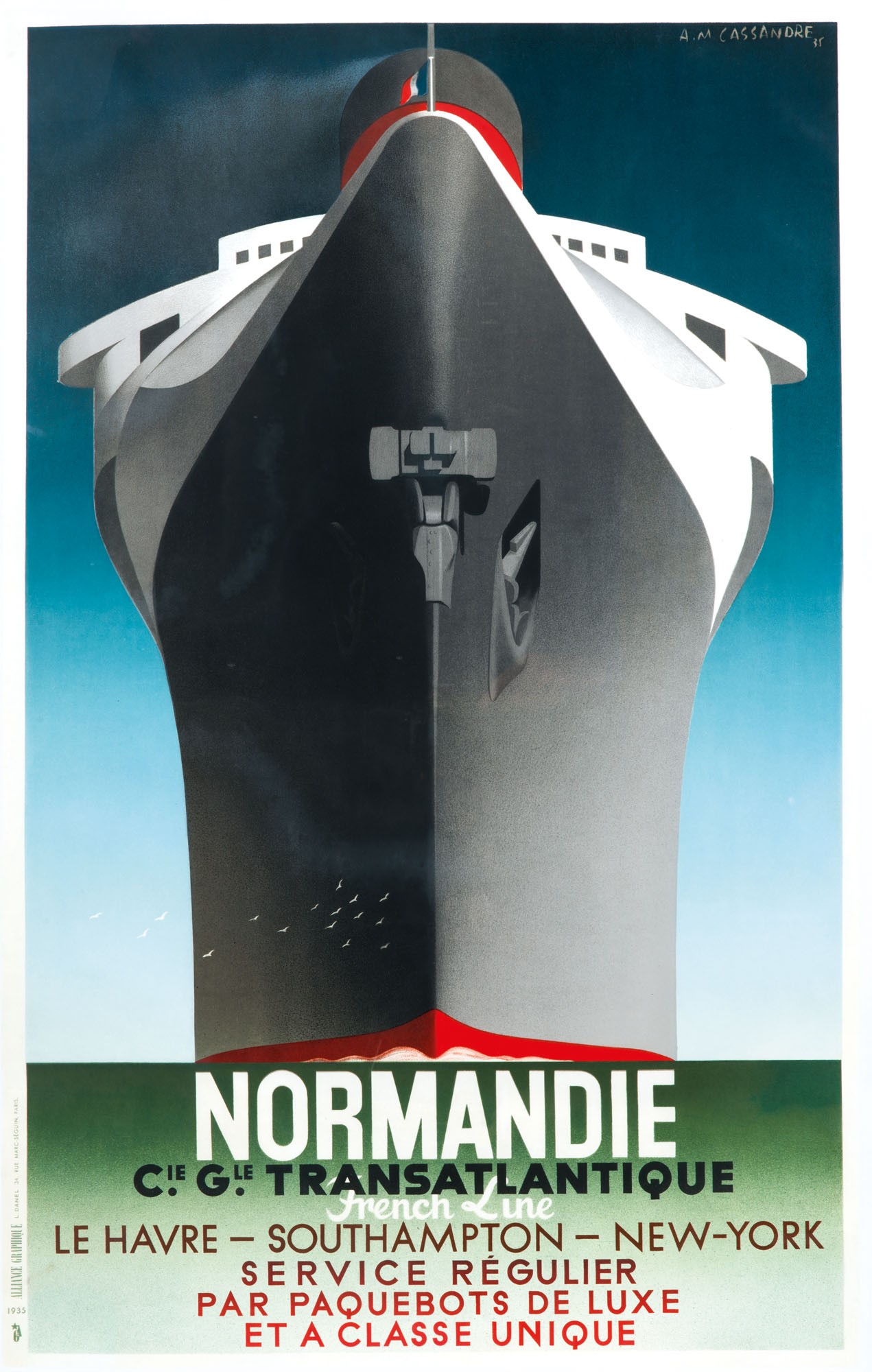 Cassandre, Normandie, 1935 - Affisso originale, 1935. Litografia impressa da [...]
