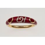 Enamel and diamond bangle. Signed Nouvelle Bague - montatura in oro giallo 750/1000 [...]