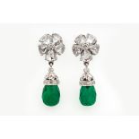 Pair of emerald and diamond earrings - montatura in oro bianco 750/1000 - Startprice [...]