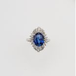 Sri Lankan sapphire and diamond cluster ring, with no indications of heating - [...]