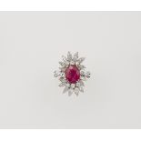 Burmese ruby and diamond ring, with no indications of heating - montatura in oro [...]