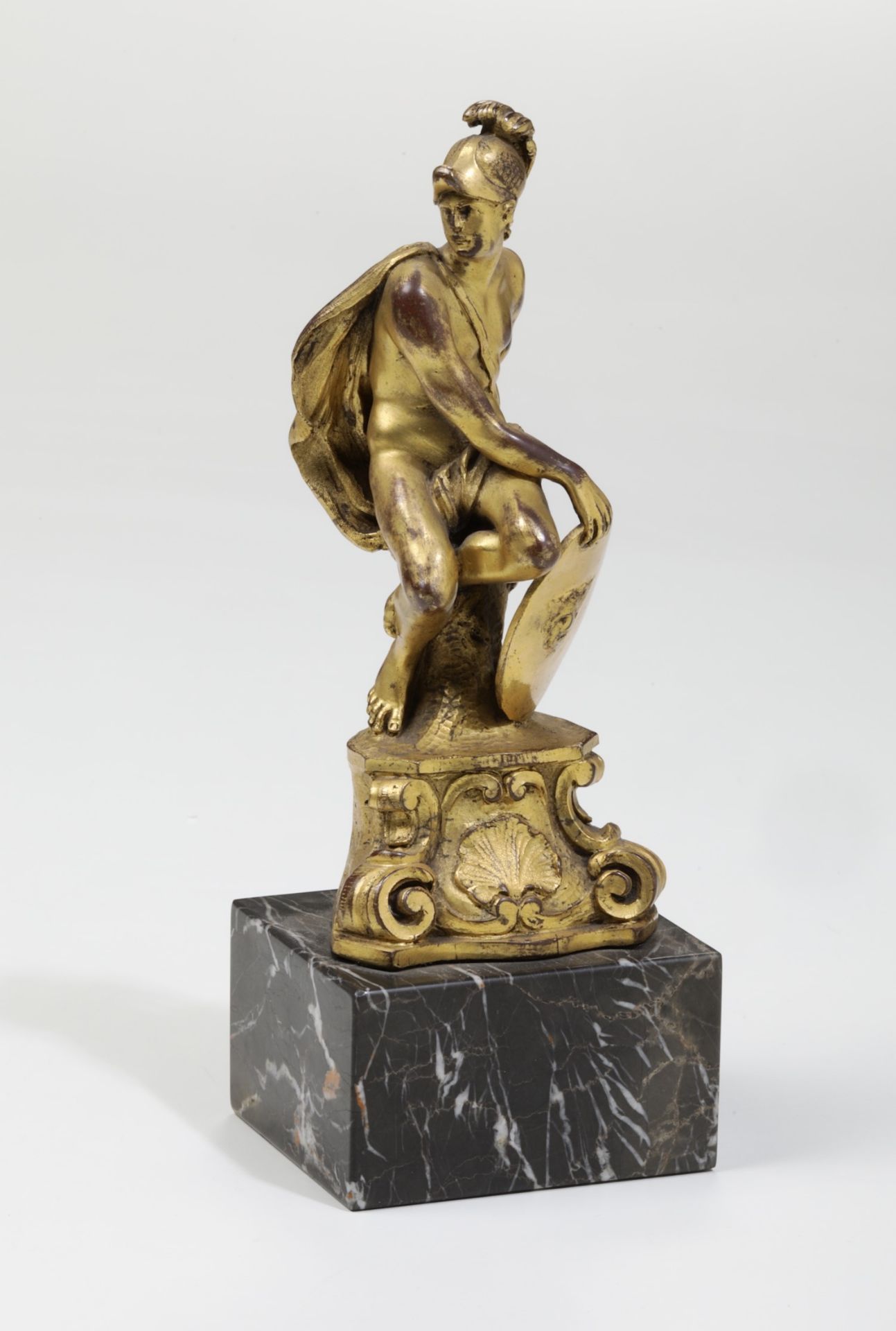 A bronze Mars, Italy, 1700s - Molten, chiseled and gilt bronze. Marble base [...]