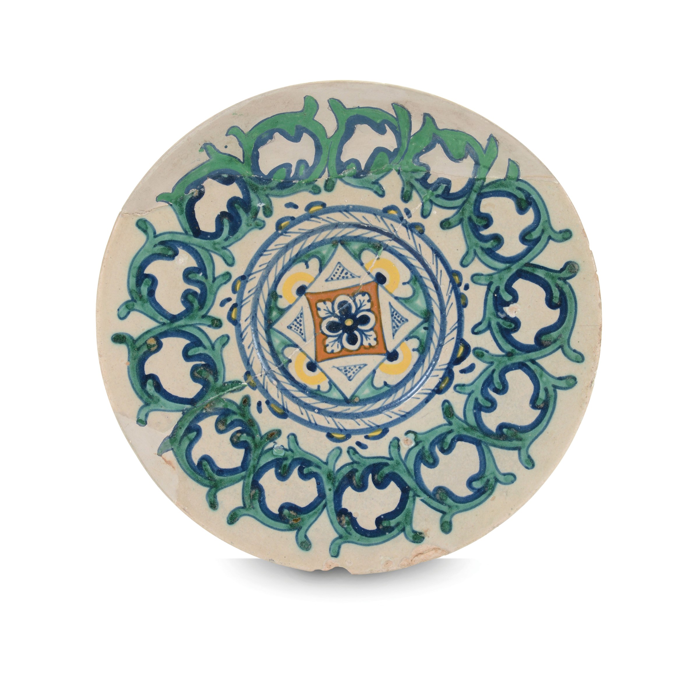 Piatto Deruta, prima metà del XVI secolo, - Maiolica policroma a gran fuoco. [...]