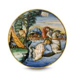 Piatto Urbino (o Pesaro), 1553, - Maiolica. Diametro cm 22,5. Perfetto stato, minime [...]