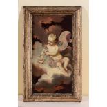 School of the 18th century, Putto with flower basket and Putto with doves - Two oil [...]