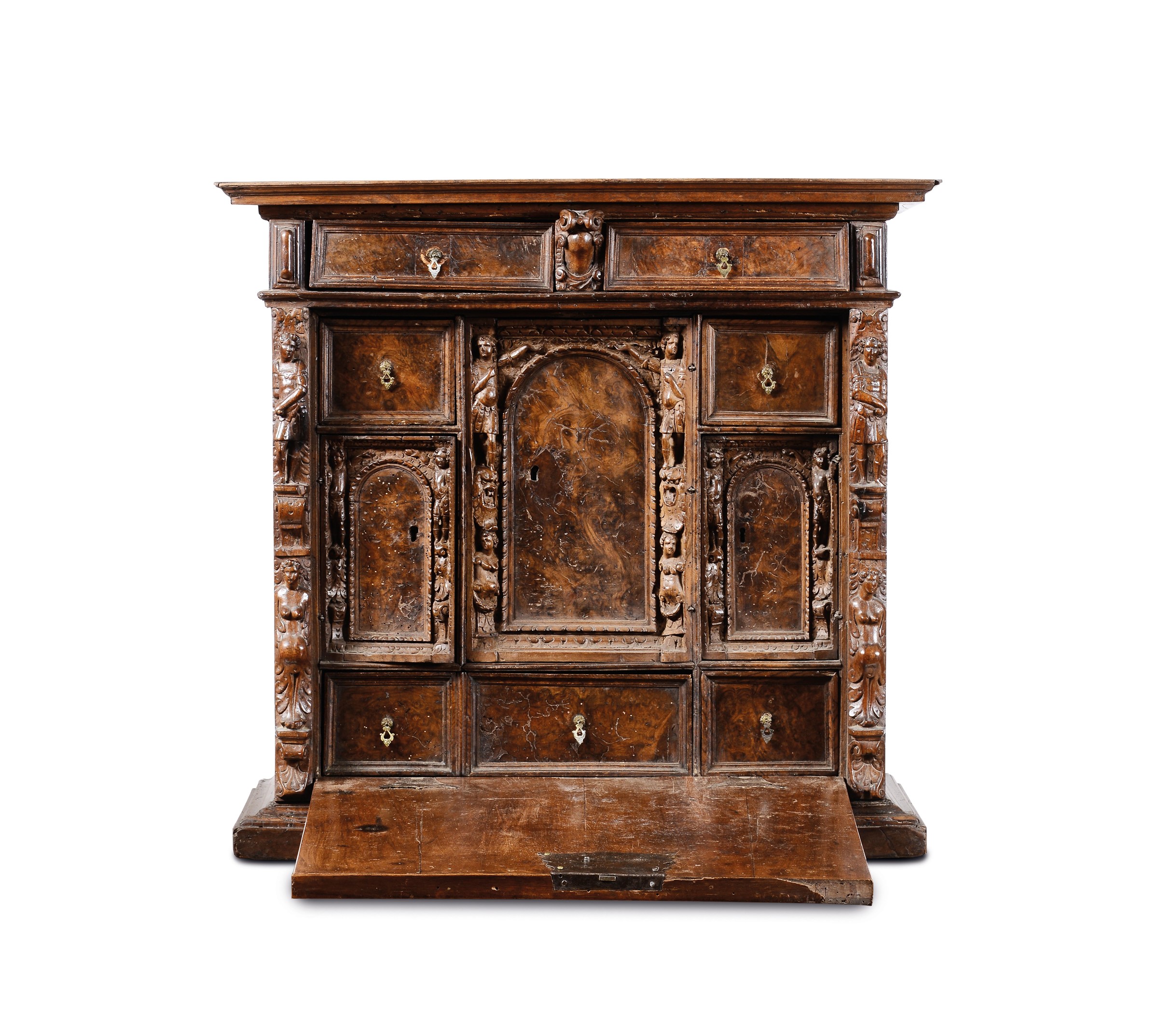 A cabinet with ancient elements - A two-part cabinet in carved wood made with [...] - Image 2 of 2