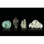 Four jade and jadeites, China, 18-1900s - Four carved jades and jadeites depicting a [...]