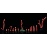 Fourteen coral figures, China, early 1900s - Fourteen coral figures in various shapes [...]