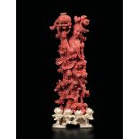 A coral group, China, Qing Dynasty, 1800s - Finely carved red coral with a Guanyin on [...]