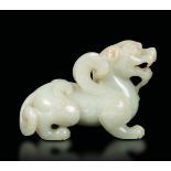 A celadon jade fantastic animal, China, Qing Dynasty, Qianlong period (1736-1796) - [...]