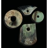 A lot of archaic jade items, China - Two Bi disks and two other items in jade and [...]