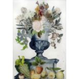 18th/19th Century Continental school - Watercolour - Classical urn of flowers standing on a pedestal