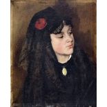 Late 19th Century Continental school - Oil painting - Shoulder-length portrait of a young Spanish