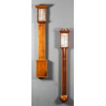 A late 18th/early 19th Century mahogany cased stick barometer and thermometer by C. Gally, with
