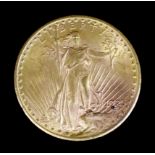 An U.S.A. 1925 "Saint-Gaudens" twenty dollar gold double eagle (fair/fine) (weight 33.3 grammes)