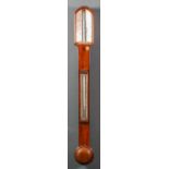 A Victorian mahogany cased stick barometer and thermometer by Negretti & Zambra of London, with