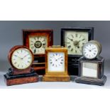 A French burrwood and ebonised cased mantel timepiece by VAP and retailed by Kibble, Gracechurch