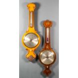 A Victorian rosewood cased wheel barometer and thermometer, with 10ins diameter silvered dial and