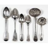 Ten George III silver fiddle and thread pattern teaspoons by Richard Crossley & George Smith IV,