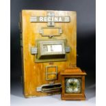 A 1950s Regina wooden and aluminum fronted wall mounted One Armed Bandit, 18ins wide x 5ins deep x