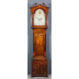 A 19th Century oak and mahogany longcase clock by Wainwright of Nottingham, the 13ins arched painted