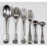 Six Victorian silver fiddle, thread and shell pattern dessert spoons by Chawner & Co, London 1865 (