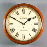 A late Victorian mahogany cased dial wall clock by A. Jones of Faversham, with 12ins diameter