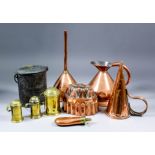A small collection of antique metalware, including - late 18th/19th Century English brass muffineer,