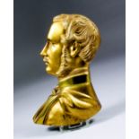 A Victorian gilt brass profile bust of Prince Albert, 8ins high