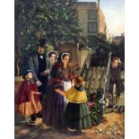 After W.A. Atkinson (fl. 1849-1867) - Oil painting - "The Upset Flower Cart", canvas 20ins x 15.